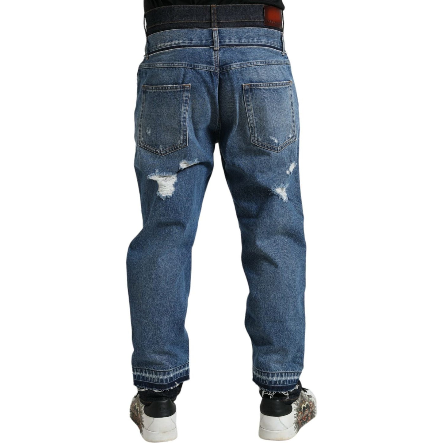 Dolce & Gabbana Blue Tattered Cotton Men Denim Jeans PAN75043-48