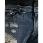 Dolce & Gabbana Blue Tattered Cotton Men Denim Jeans PAN75043-48