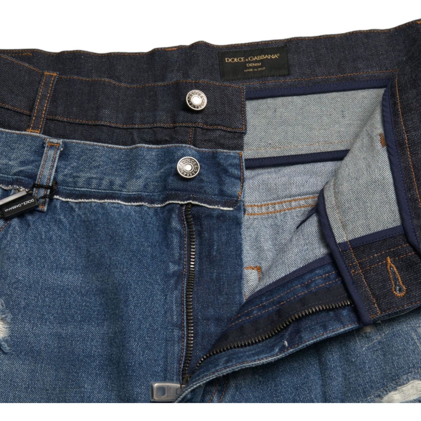 Dolce & Gabbana Blue Tattered Cotton Men Denim Jeans PAN75043-48