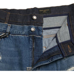Dolce & Gabbana Blue Tattered Cotton Men Denim Jeans PAN75043-48