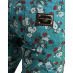 Dolce & Gabbana Blue Floral Print Skinny Cotton Denim Pants PAN75047-46