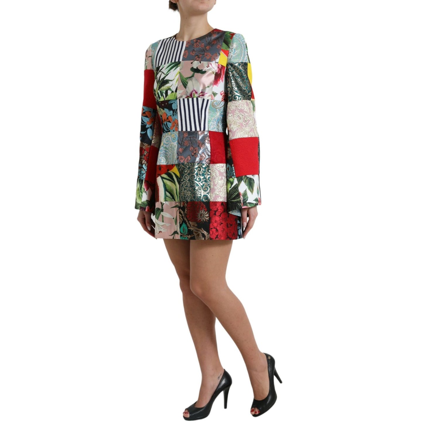Dolce & Gabbana Multicolor Floral Patchwork Shift Mini Dress