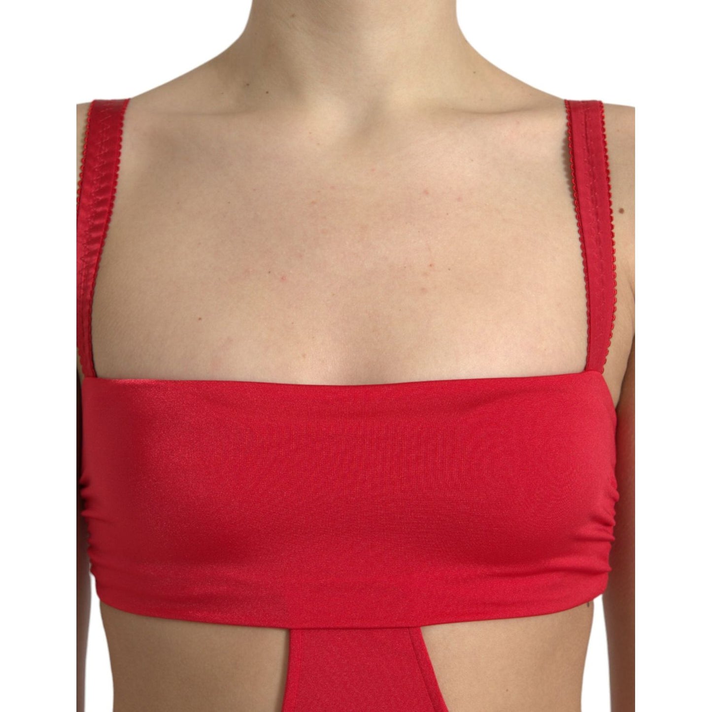 Dolce & Gabbana Red Cutout Nylon Sheath Sleeveless Mini Dress