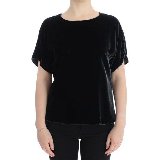 Dolce & Gabbana Black velvet shortsleeved blouse SIG13218-1