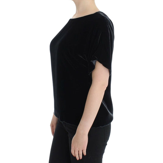 Dolce & Gabbana Black velvet shortsleeved blouse SIG13218-1