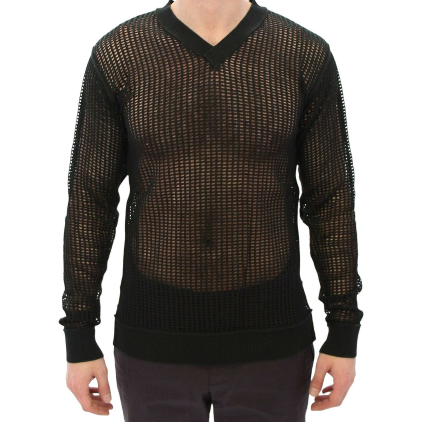 Dolce & Gabbana Dark Green Runway Netz Pullover Netted Sweater