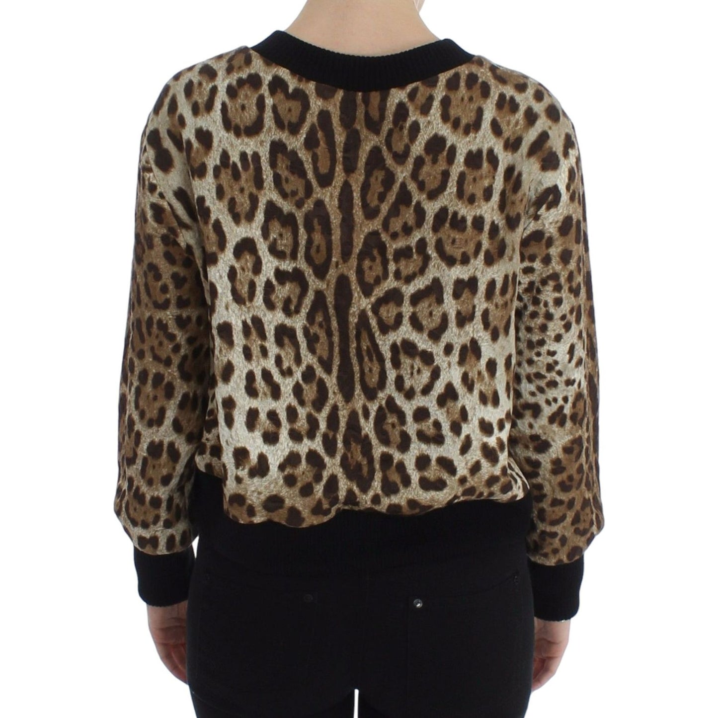 Dolce & Gabbana Leopard Print Crewneck Short Sweater