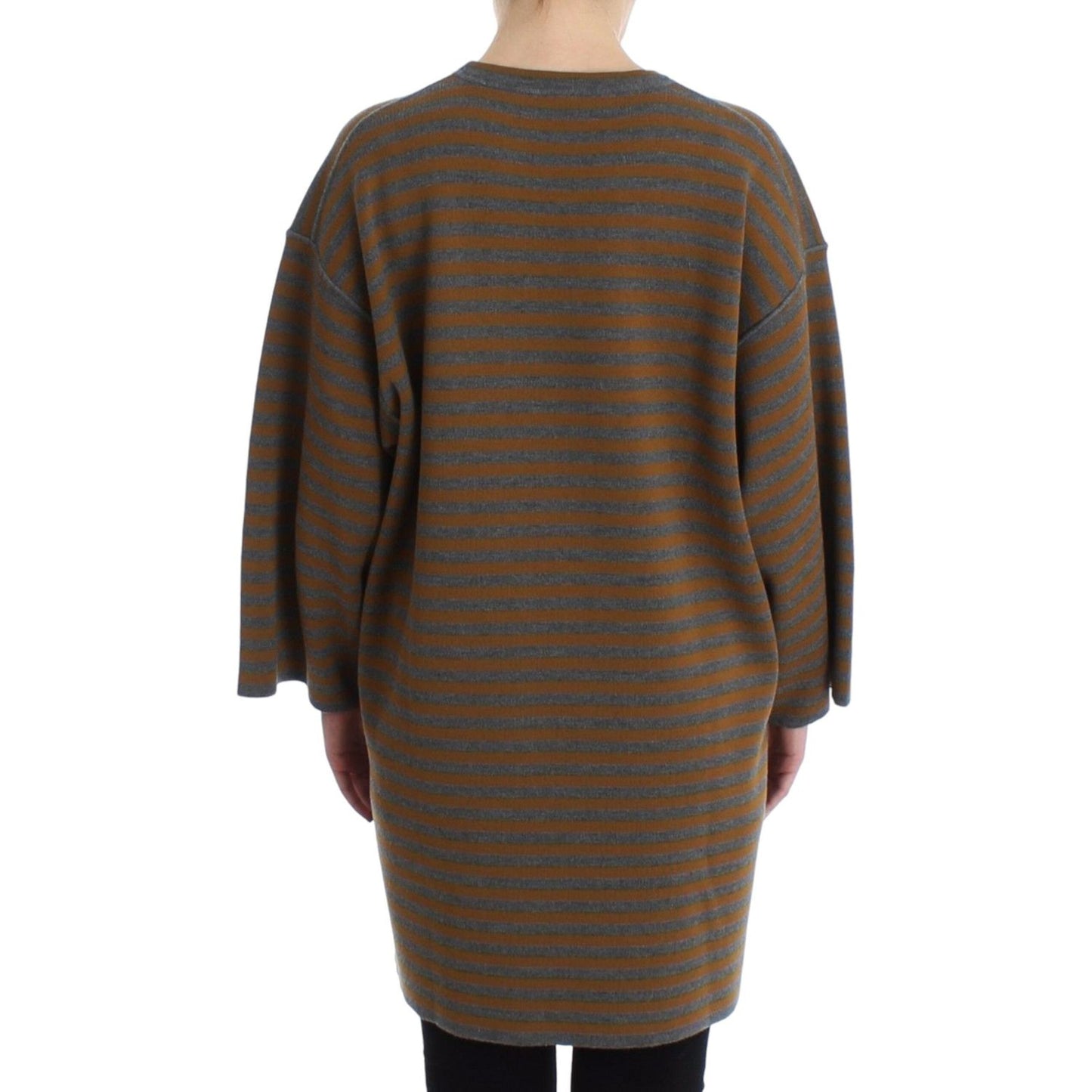 Dolce & Gabbana Oversized Gray Yellow Striped Sweater Top