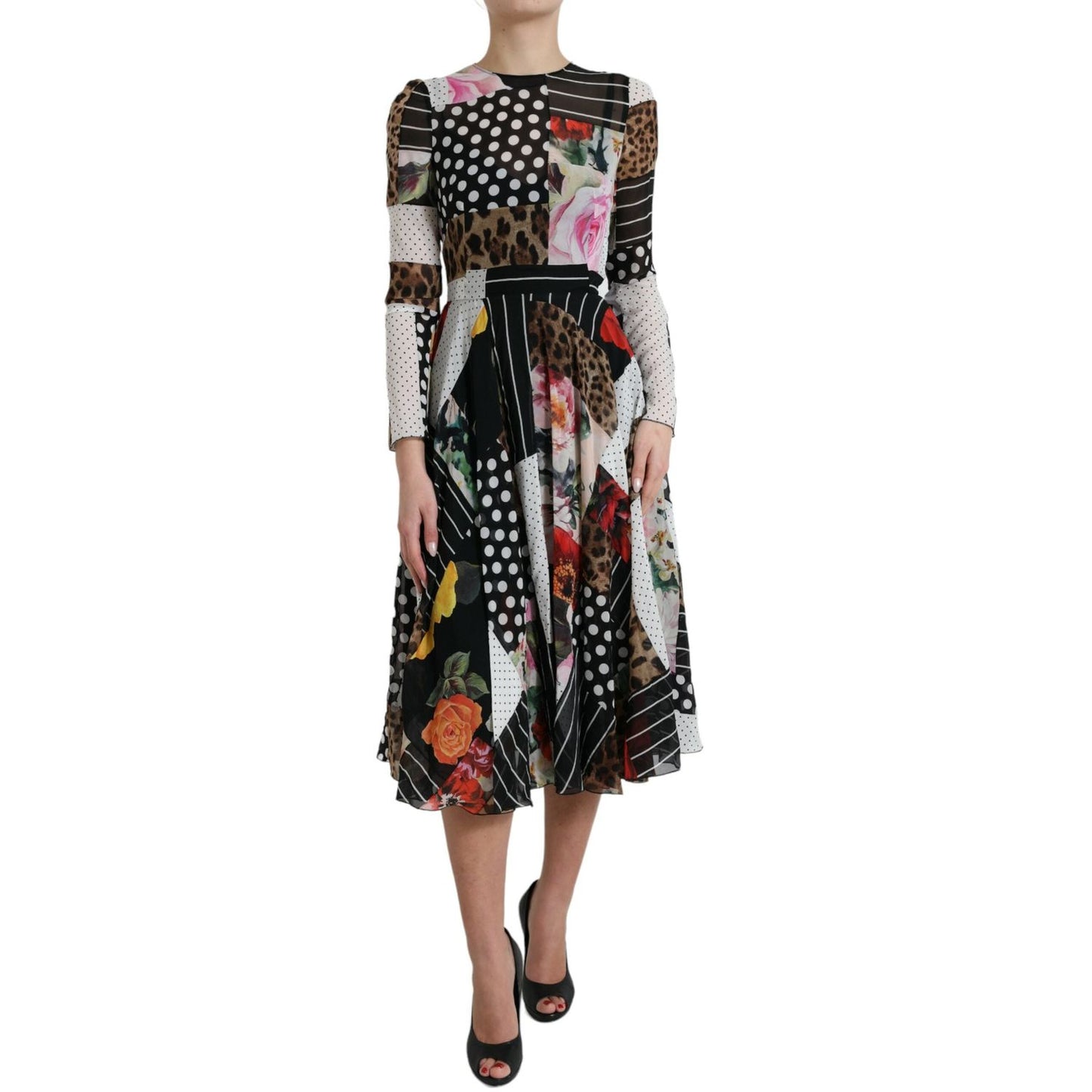 Dolce & Gabbana Multicolor Patchwork Floral Leopard Dress DR281031-40