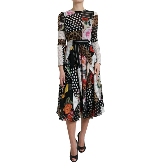 Dolce & Gabbana Multicolor Patchwork Floral Leopard Dress DR281031-40