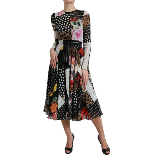 Dolce & Gabbana Multicolor Patchwork Floral Leopard Dress DR281031-40