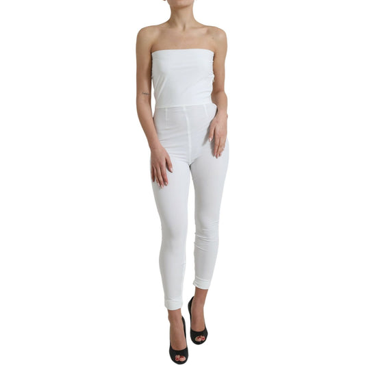 Dolce & Gabbana White Nylon Strapless Bodycon Jumpsuit Dress DR281060-40