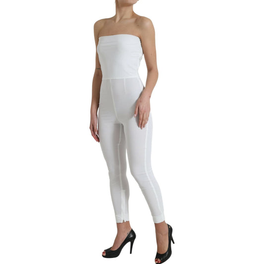 Dolce & Gabbana White Nylon Strapless Bodycon Jumpsuit Dress DR281060-40