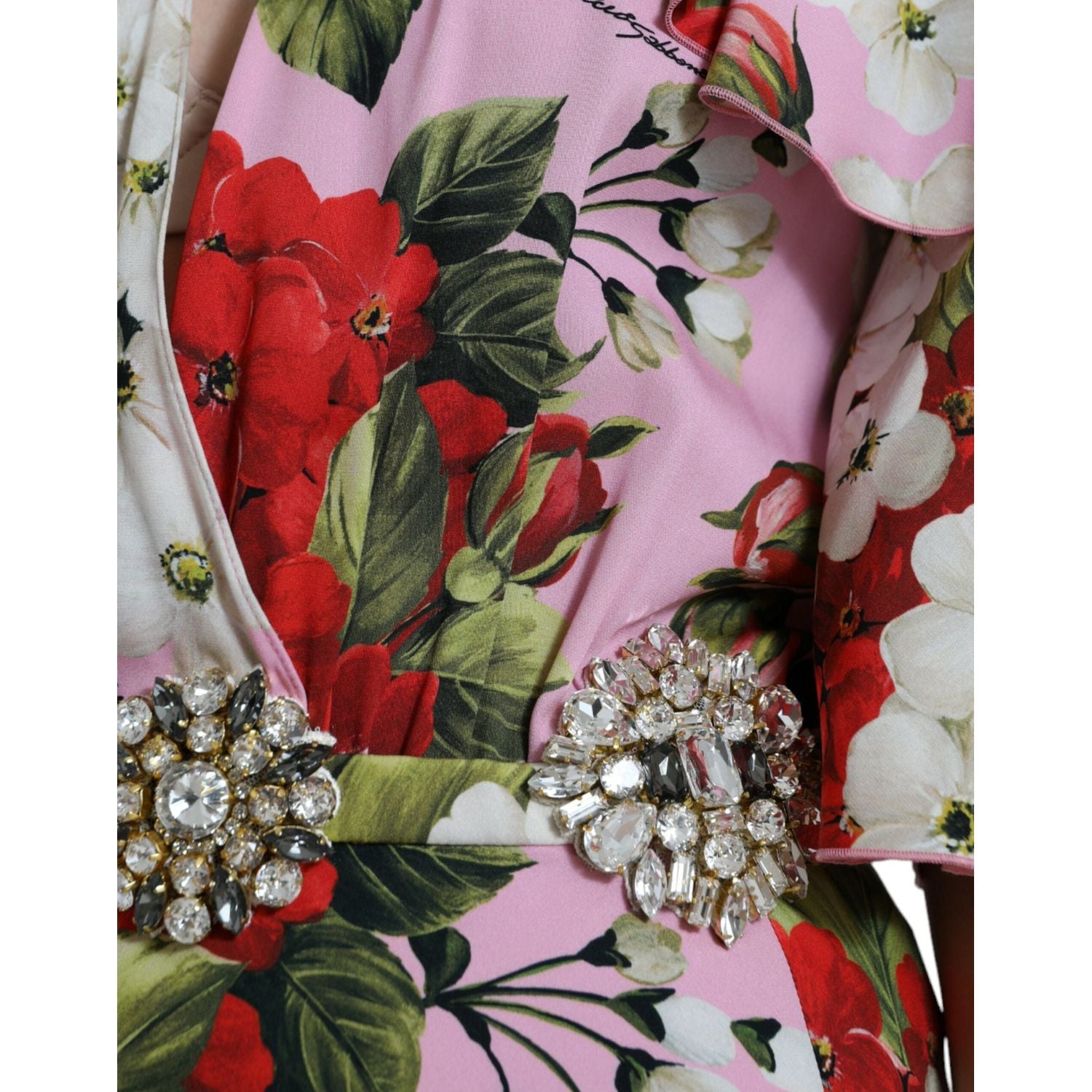 优雅水晶缀饰真丝连衣裙