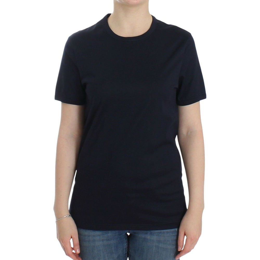 Ermanno Scervino Lingerie Blue Crewneck Cotton Logo T-shirt SIG12588-1