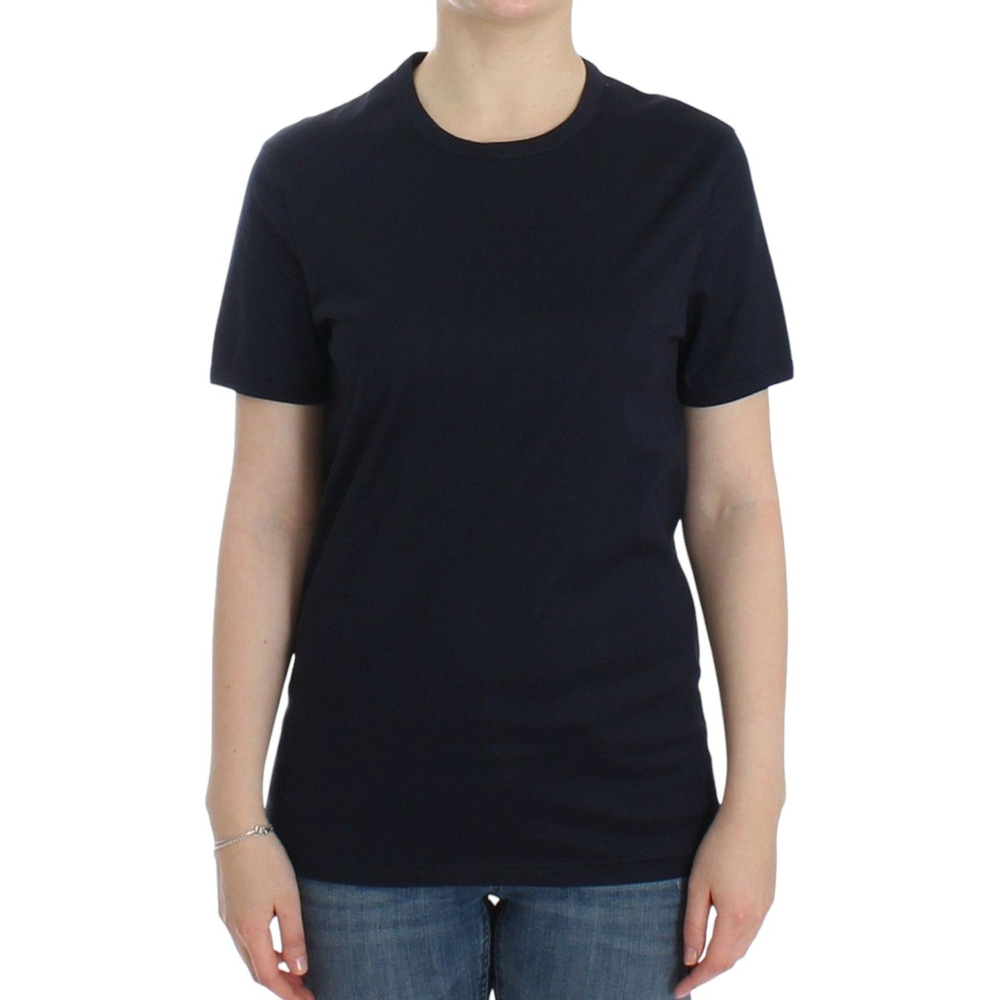 Ermanno Scervino Lingerie Blue Crewneck Cotton Logo T-shirt SIG12588-1