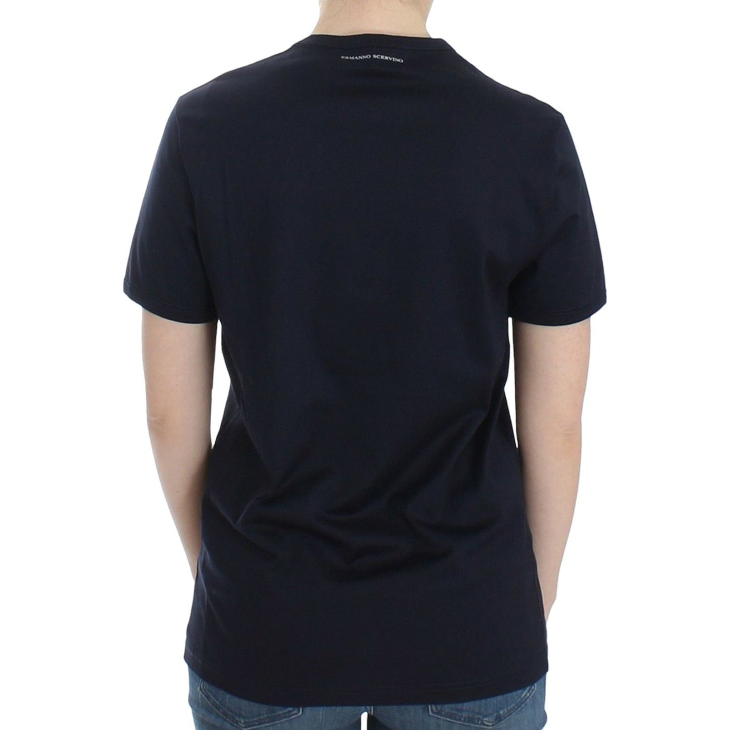 Ermanno Scervino Lingerie Blue Crewneck Cotton Logo T-shirt SIG12588-1