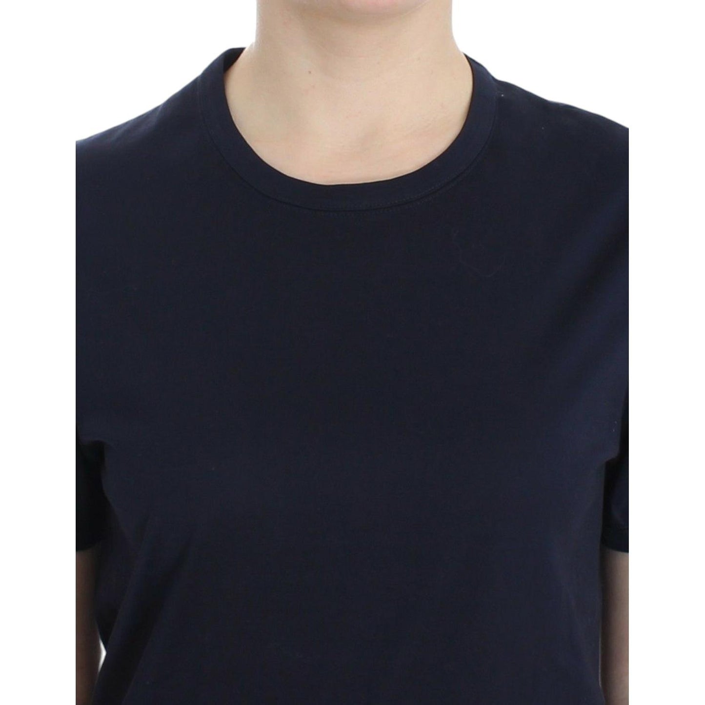 Ermanno Scervino Lingerie Blue Crewneck Cotton Logo T-shirt SIG12588-1