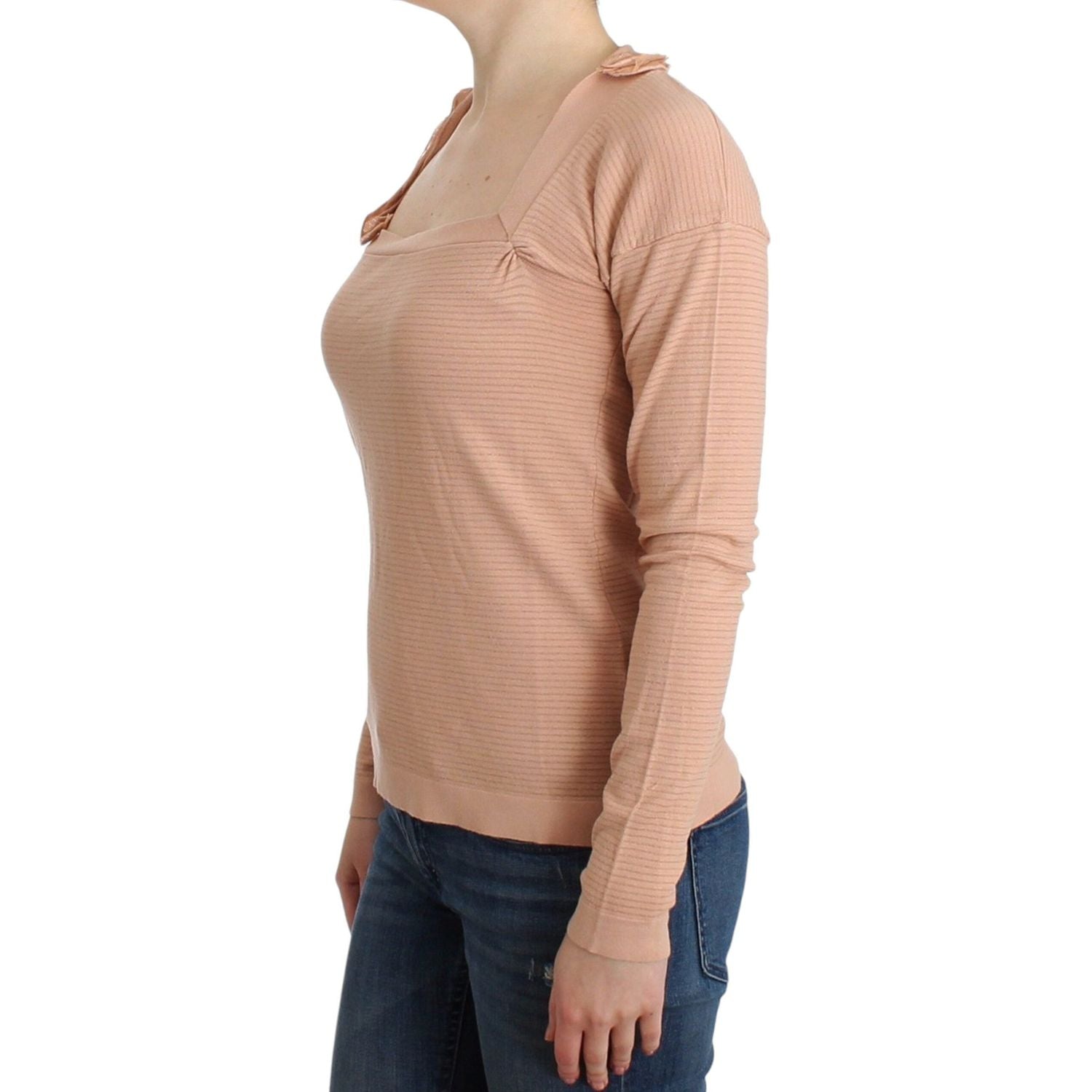 别致的条纹羊毛混纺橙色毛衣