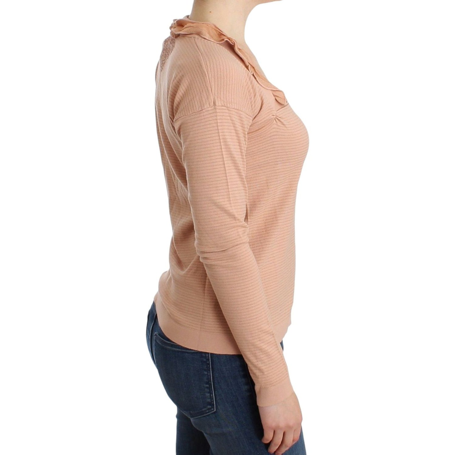 Ermanno Scervino Orange Wool Blend Striped Long Sleeve Top