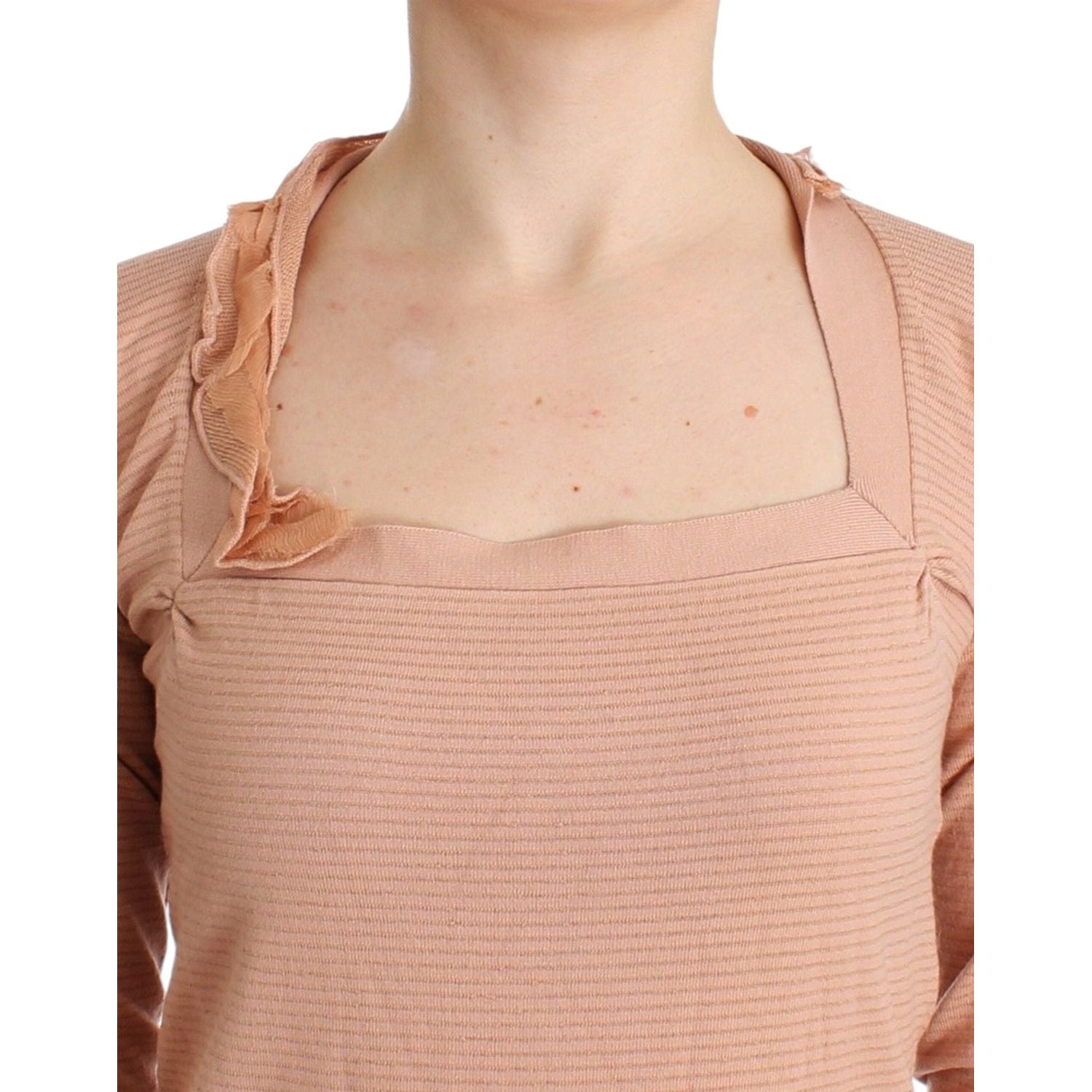 别致的条纹羊毛混纺橙色毛衣