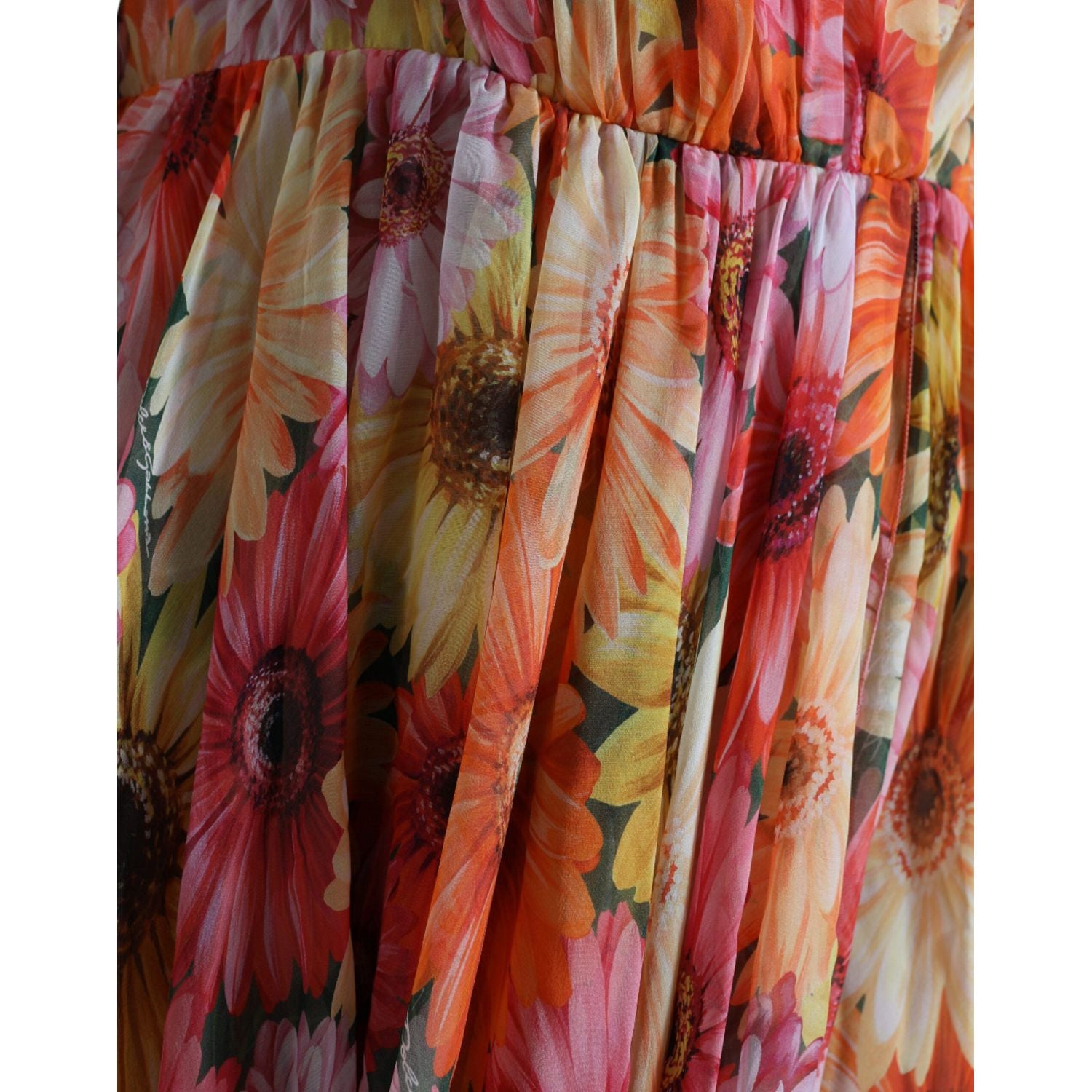 优雅花卉真丝 V 领中长连衣裙