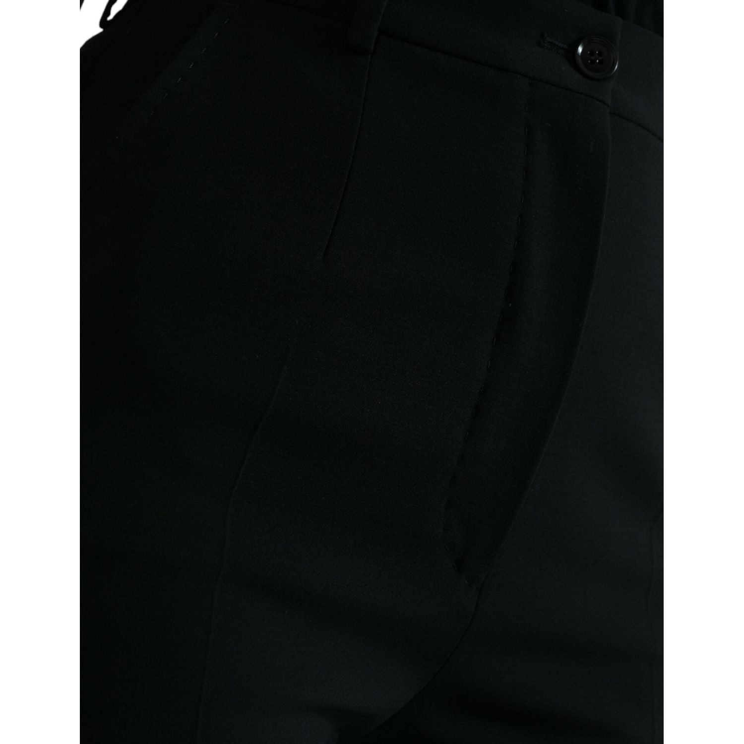 Dolce & Gabbana Black Wool High Waist Tapered Pants