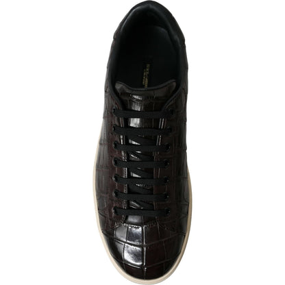 Dolce & Gabbana Brown Croc Exotic Leather Men Casual Sneakers Shoes