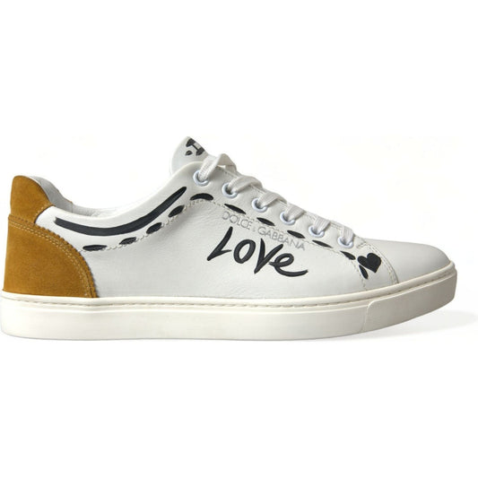 Dolce & Gabbana White Leather LOVE Milano Men Sneakers Shoes MV5376-39.5