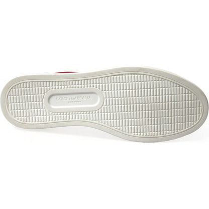 Dolce & Gabbana Red Suede Leather Men Low Top Sneakers Shoes