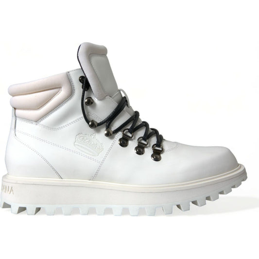 Dolce & Gabbana White Vulcano Trekking Ankle Boots Shoes MV5437-40.5
