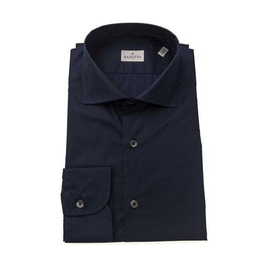 Bagutta Blue Cotton Men Slim Shirt BA-23944-L