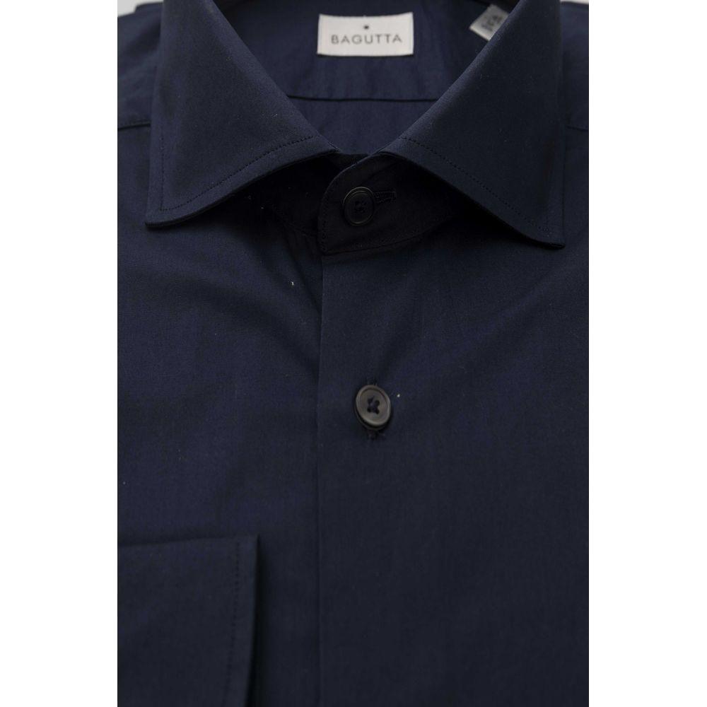 Bagutta Blue Cotton Men Slim Shirt BA-23944-L