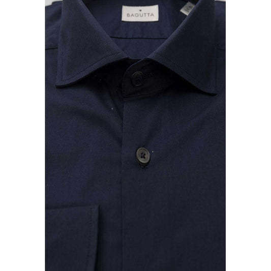 Bagutta Blue Cotton Men Slim Shirt BA-23944-L