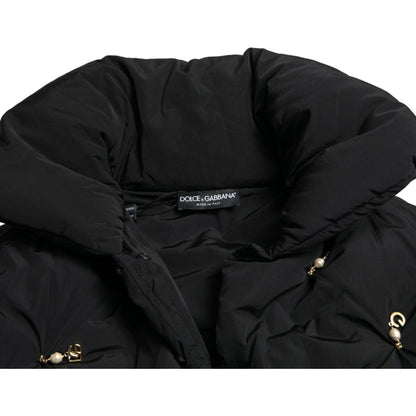 Dolce & Gabbana Black Embellished Quilted Shell Bomber Jacket