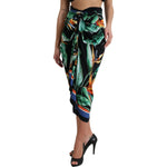 Dolce & Gabbana Black Strelitzia High Waist Wrap Midi Skirt SKI1931-36