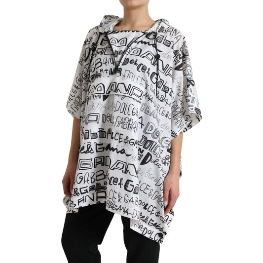 Dolce & Gabbana White Logo Print Hooded Blouson T-shirt Top TSH83782-40