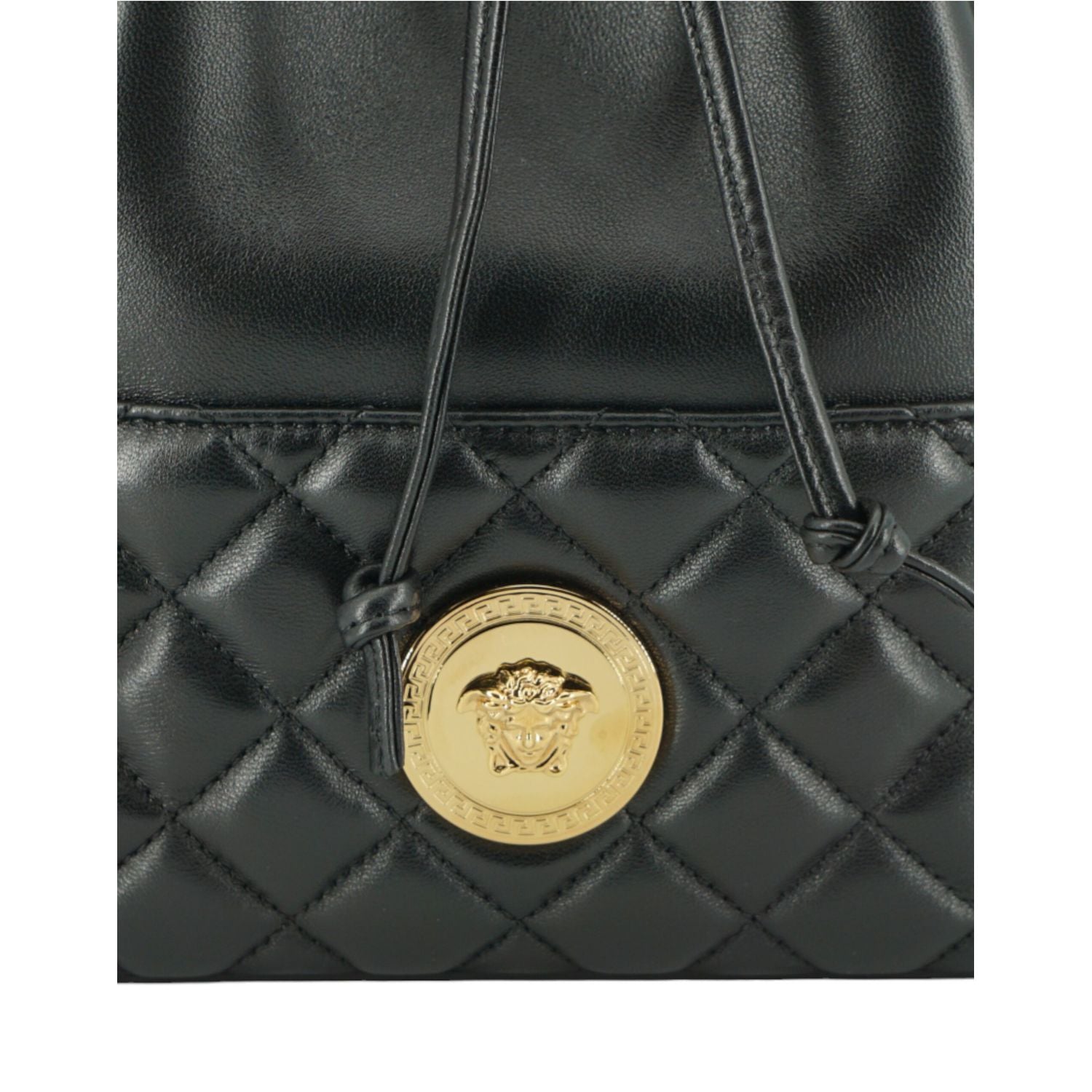 Versace Black Lamb Leather Bucket Shoulder Bag