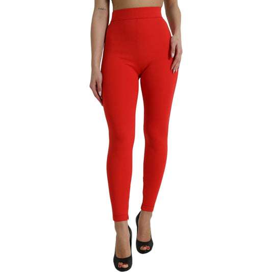 Dolce & Gabbana Red Nylon Stretch Slim Leggings Pants PAN74997-40