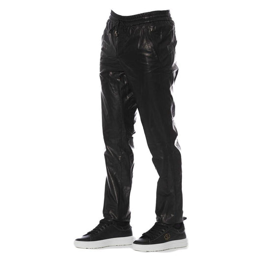 Trussardi Black Lamb Leather Men Trouser TR-24082-IT44 | XS