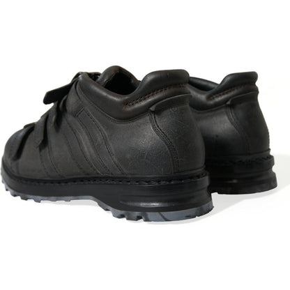 Dolce & Gabbana Black Leather Strap Men Ankle Boots Shoes