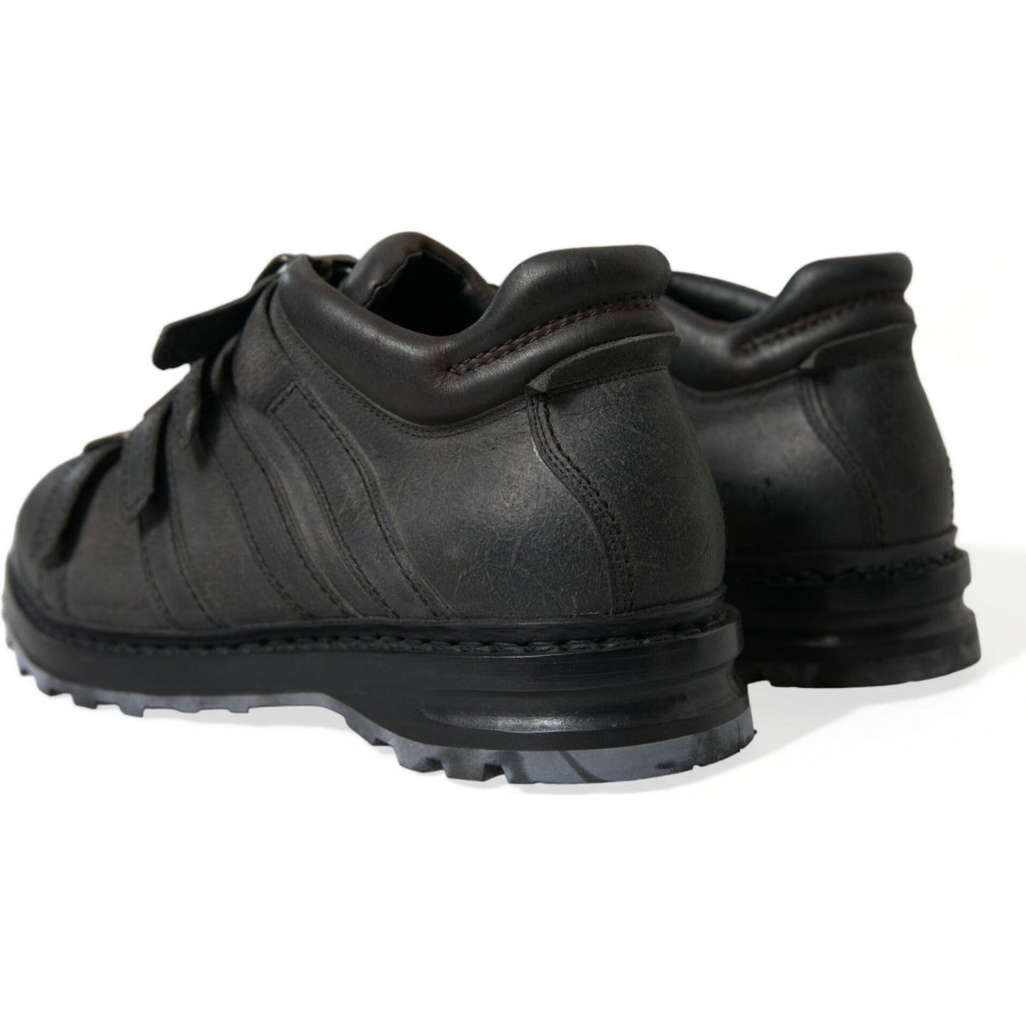 Dolce & Gabbana Black Leather Strap Men Ankle Boots Shoes MV5545-42.5