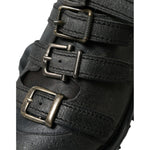 Dolce & Gabbana Black Leather Strap Men Ankle Boots Shoes MV5545-42.5
