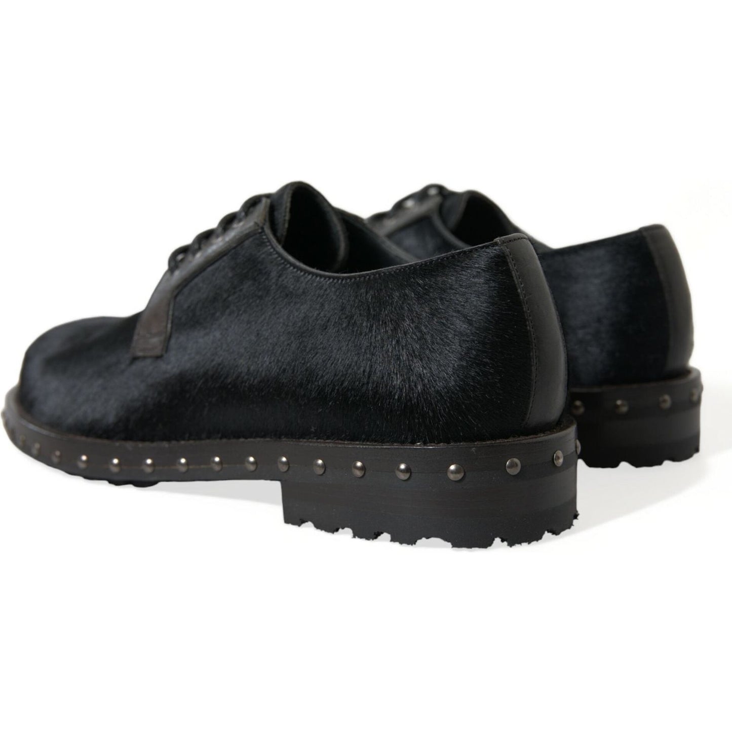 Dolce & Gabbana Black Stable Fur Derby SAN PIETRO Dress Shoes MV5533-42