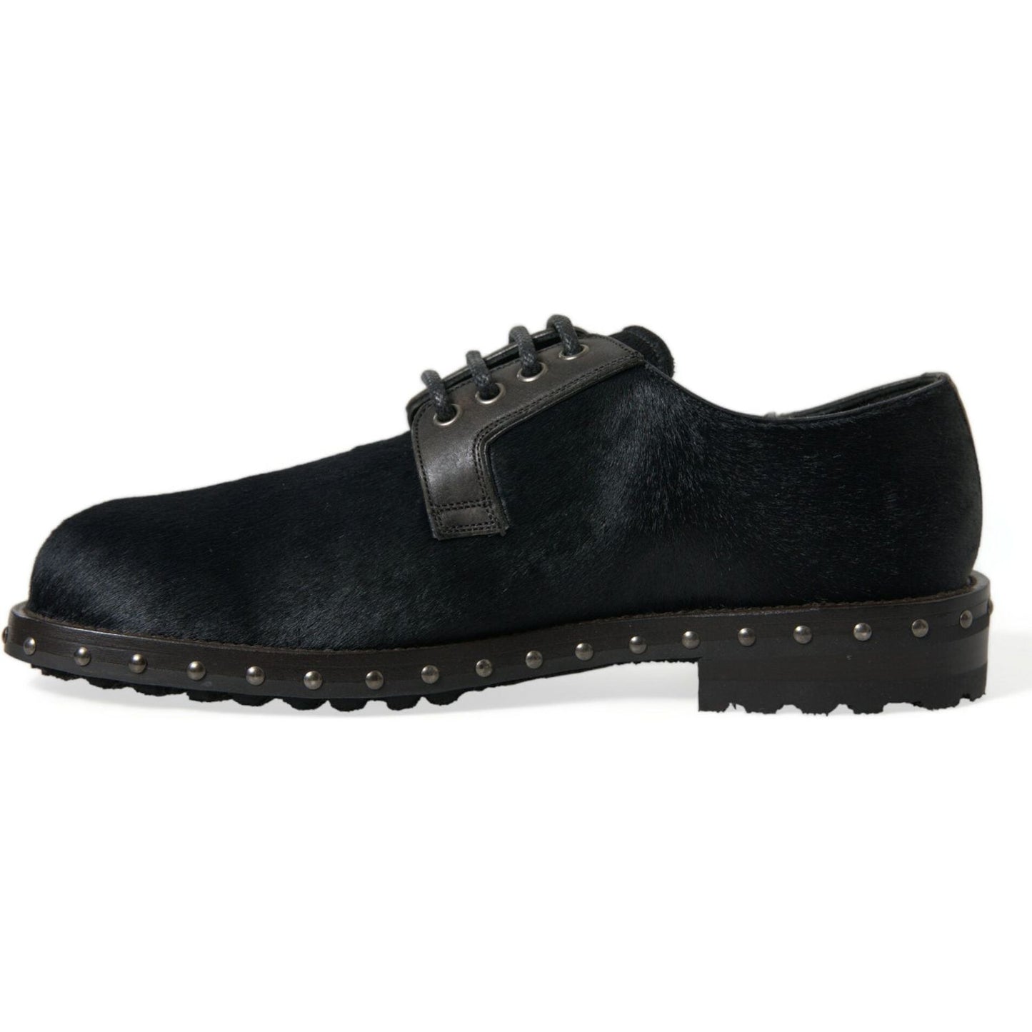 Dolce & Gabbana Black Stable Fur Derby SAN PIETRO Dress Shoes MV5533-42