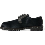 Dolce & Gabbana Black Stable Fur Derby SAN PIETRO Dress Shoes MV5533-42