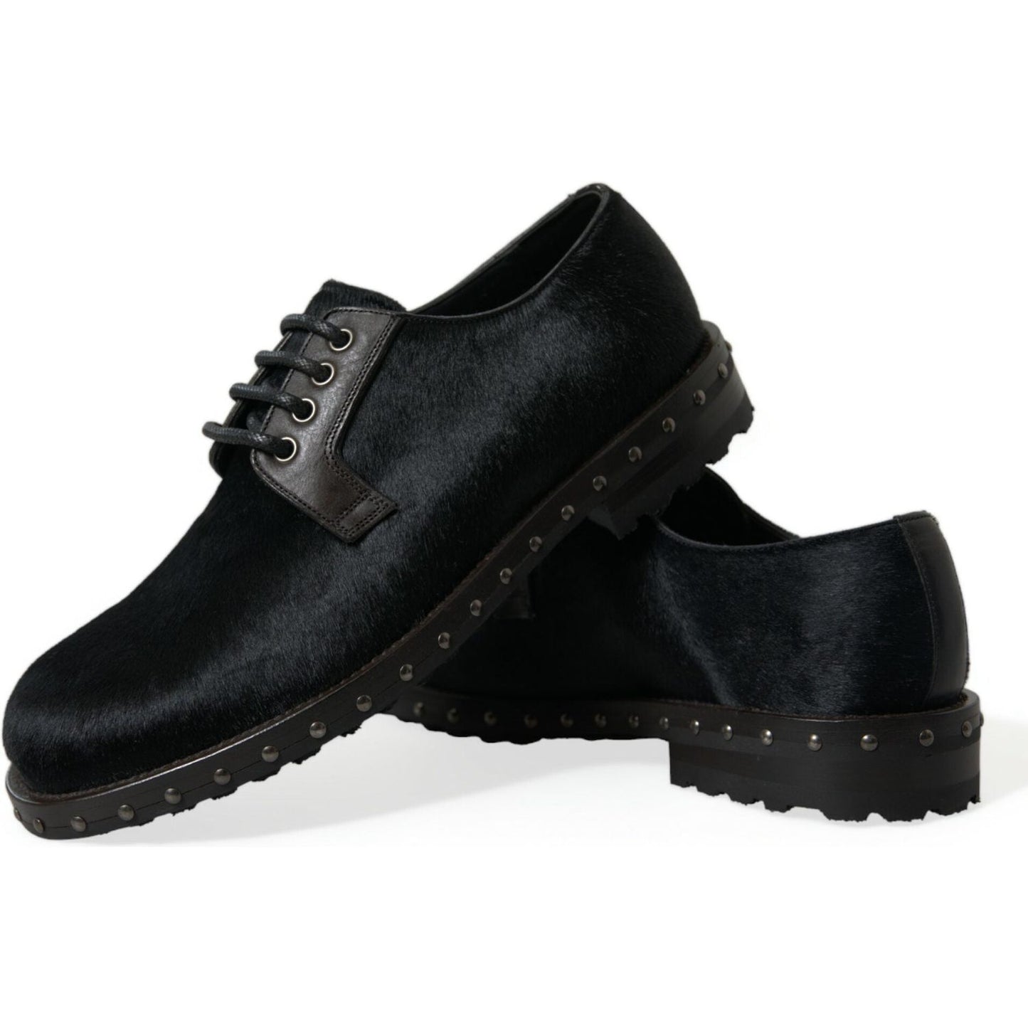 Dolce & Gabbana Black Stable Fur Derby SAN PIETRO Dress Shoes MV5533-42