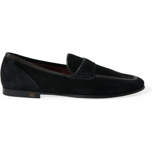 Dolce & Gabbana Black Velvet Slip On Loafers Dress Shoes MV5535-40