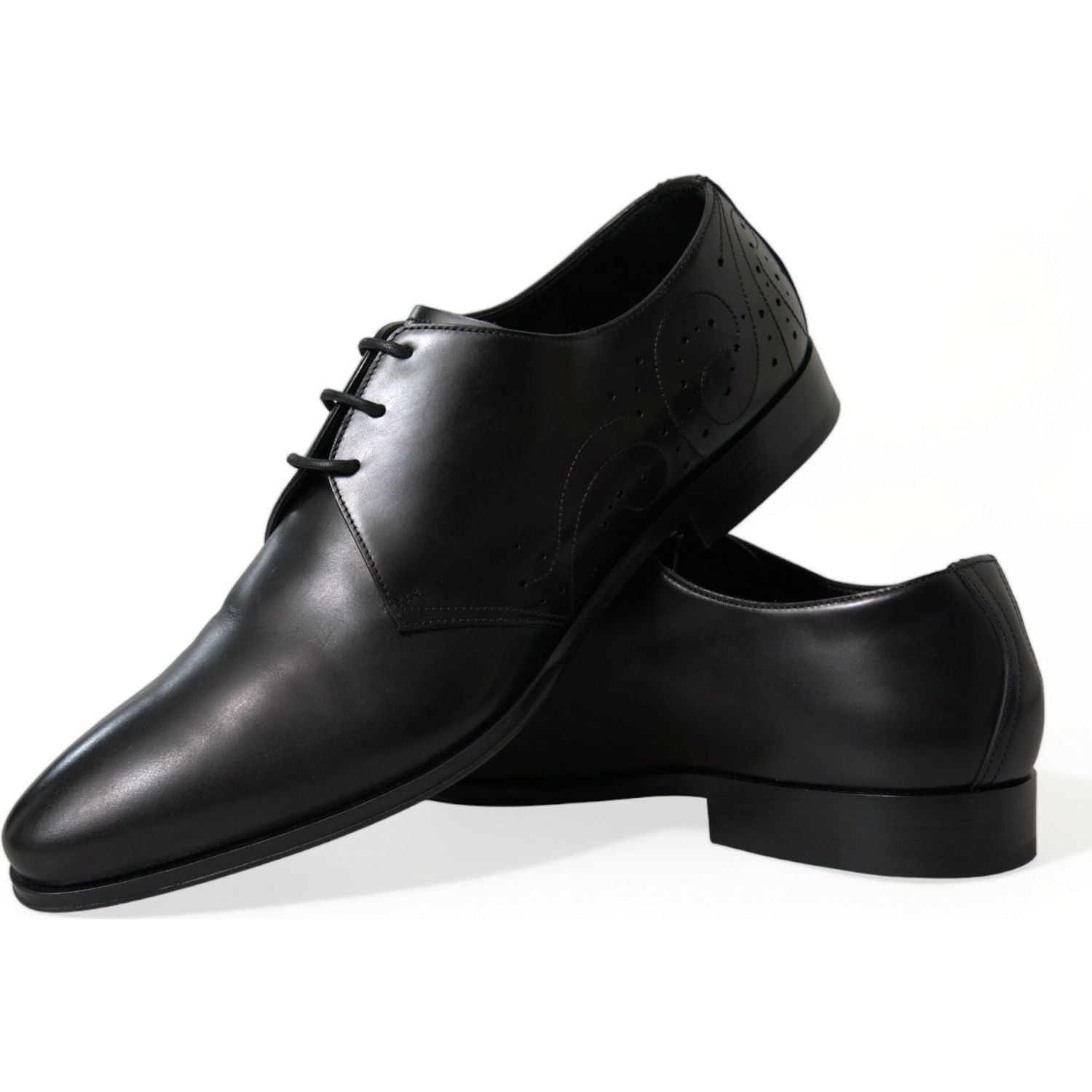 Dolce & Gabbana Black Leather Lace Up Formal Derby Dress Shoes