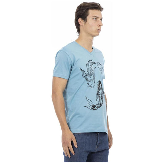 Trussardi Action Light Blue Cotton Men T-Shirt TR-24179-M